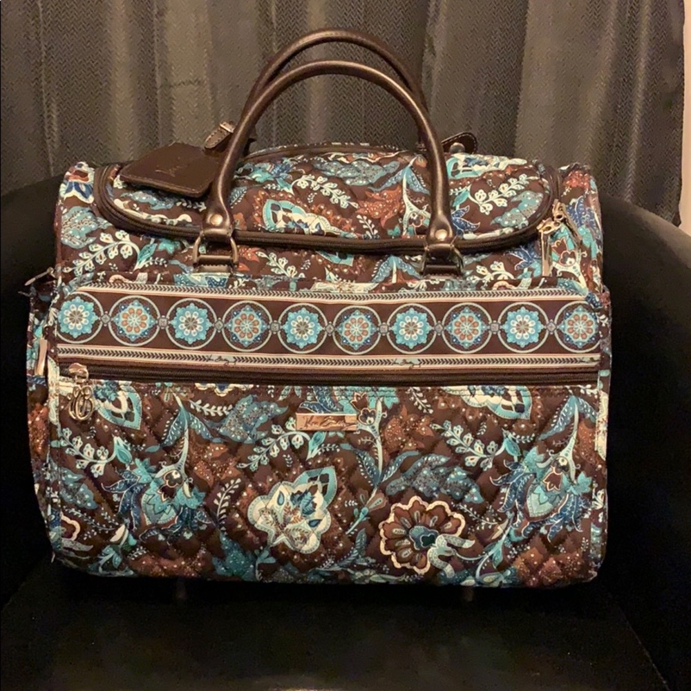 Vera Bradley java blue rolling carry-on suitcase